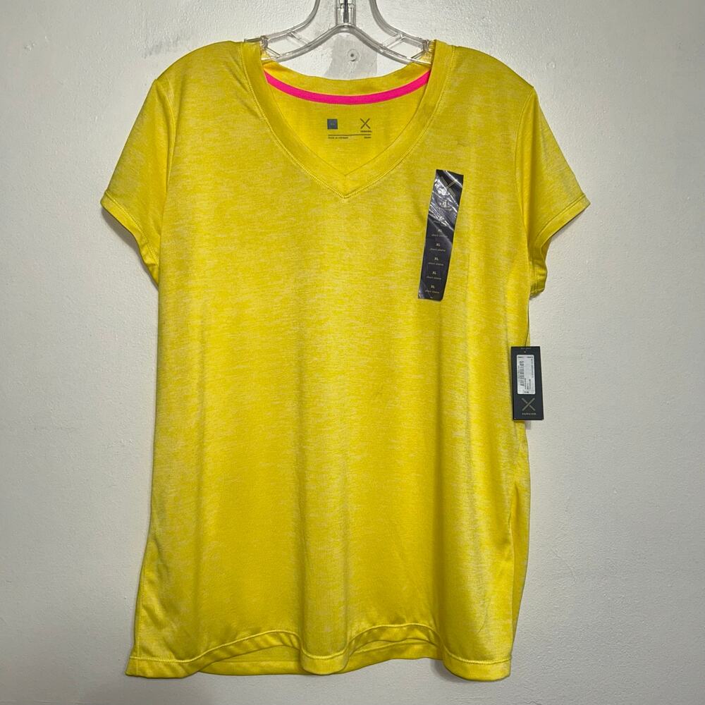 Xersion Women’s XL Yellow V-Neck Activewear Tee NWT